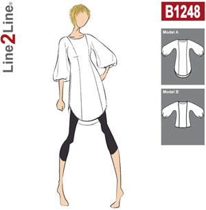 Line2Line snitmønster - B1248 Tunika med grafiske ballonærmer